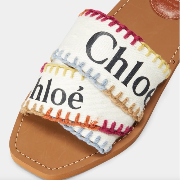 NIB $495 CHLOE Woody Logo Multicolored Stitch Sandals in size 36! - Picture 5 of 16
